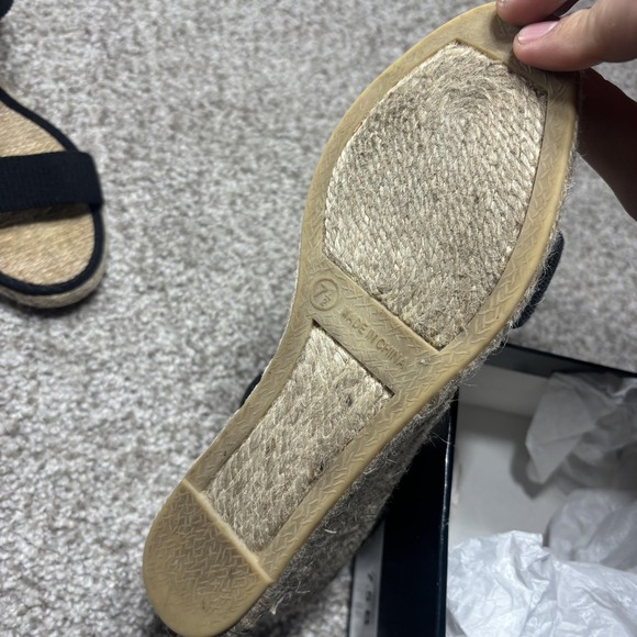 Lauren Ralph Lauren Wedge Shoes Womens Size 7.5 Black Ilene Espadrille Sandals - Picture 8 of 14